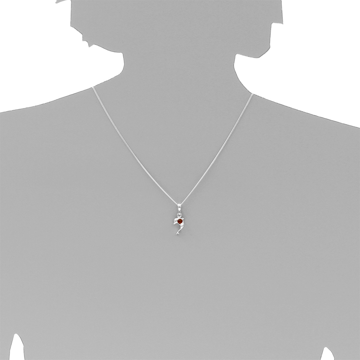 088-200350-A142s Kette mit Anhänger Silber 925/000, Delphin, 42 cm, Bernstein