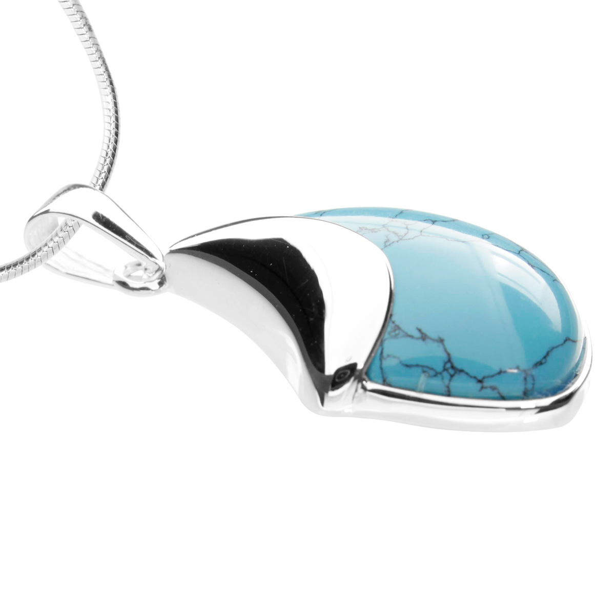 001-201362-A4451 Kette mit Anhänger, Silber 925/000, 45 cm, rek. Türkis