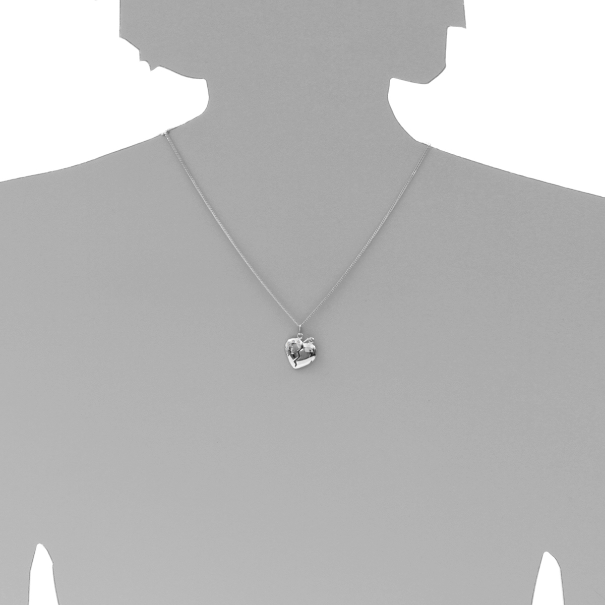 Kette mit Anhänger Silber 925/000, Herz, Zirkonia, 42 oder 45 cm