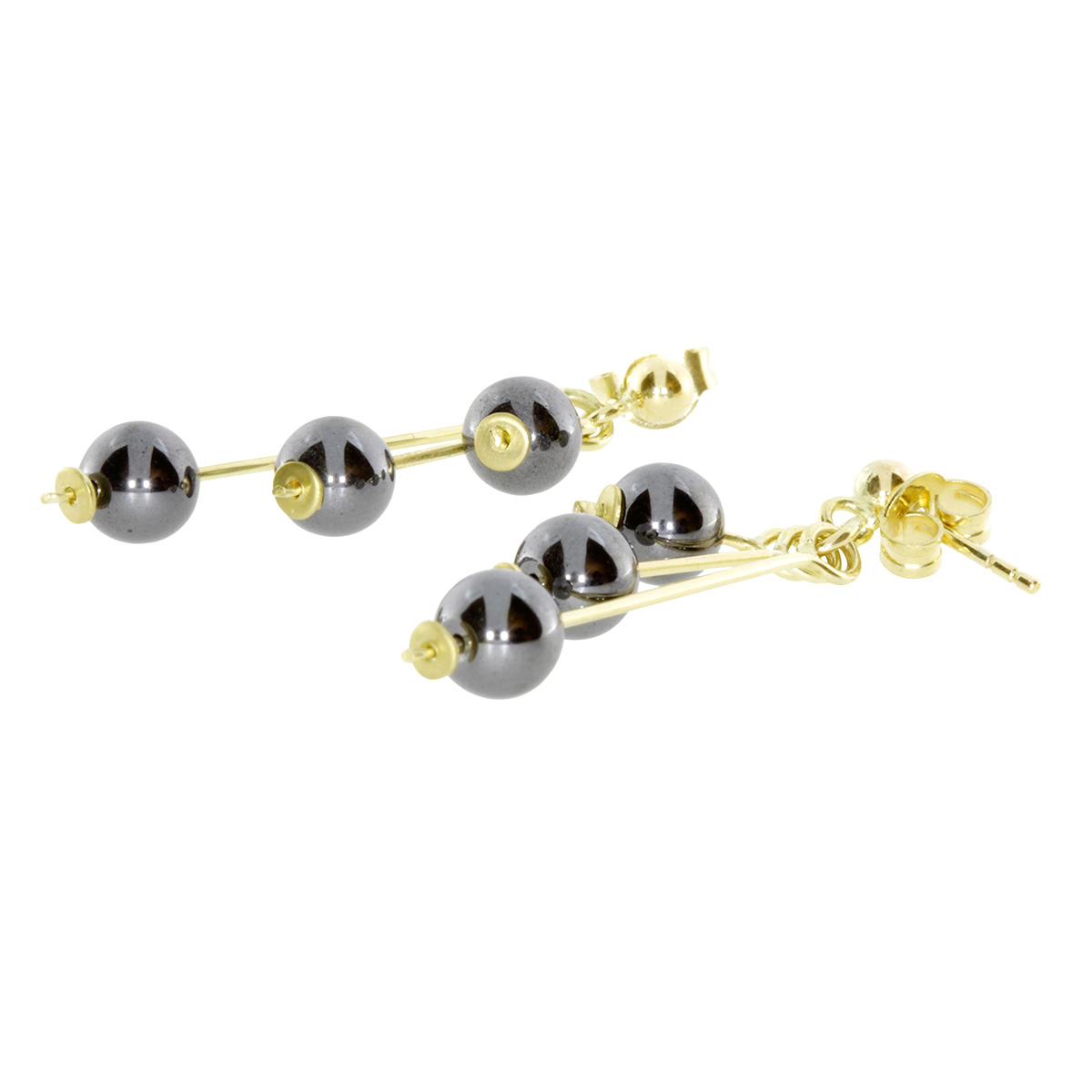 001-163276-01011 Ohrhänger Gold 333/000, Hämatit