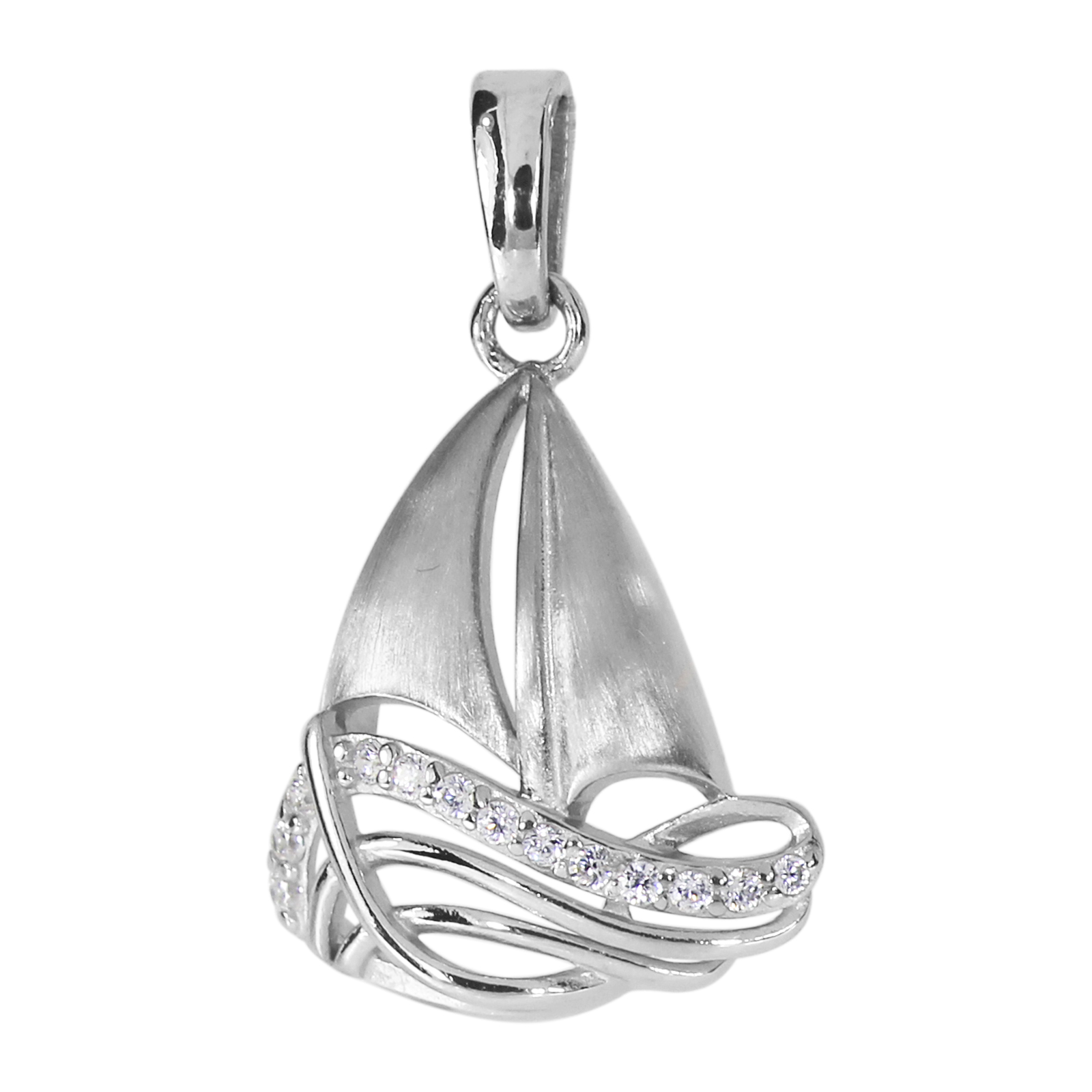 Anhänger "Schiff", Silber 925/000, Zirkonia