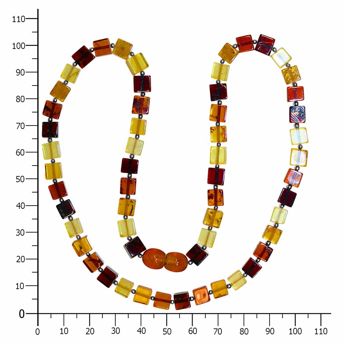 075-440213-6012-k Bernsteinkette, 45 oder 50 cm, Würfel 6 mm