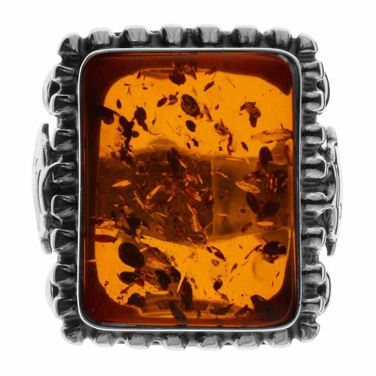 Ring Fischland Silber 925/000, oxyd., Bernstein -Größe wählbar-