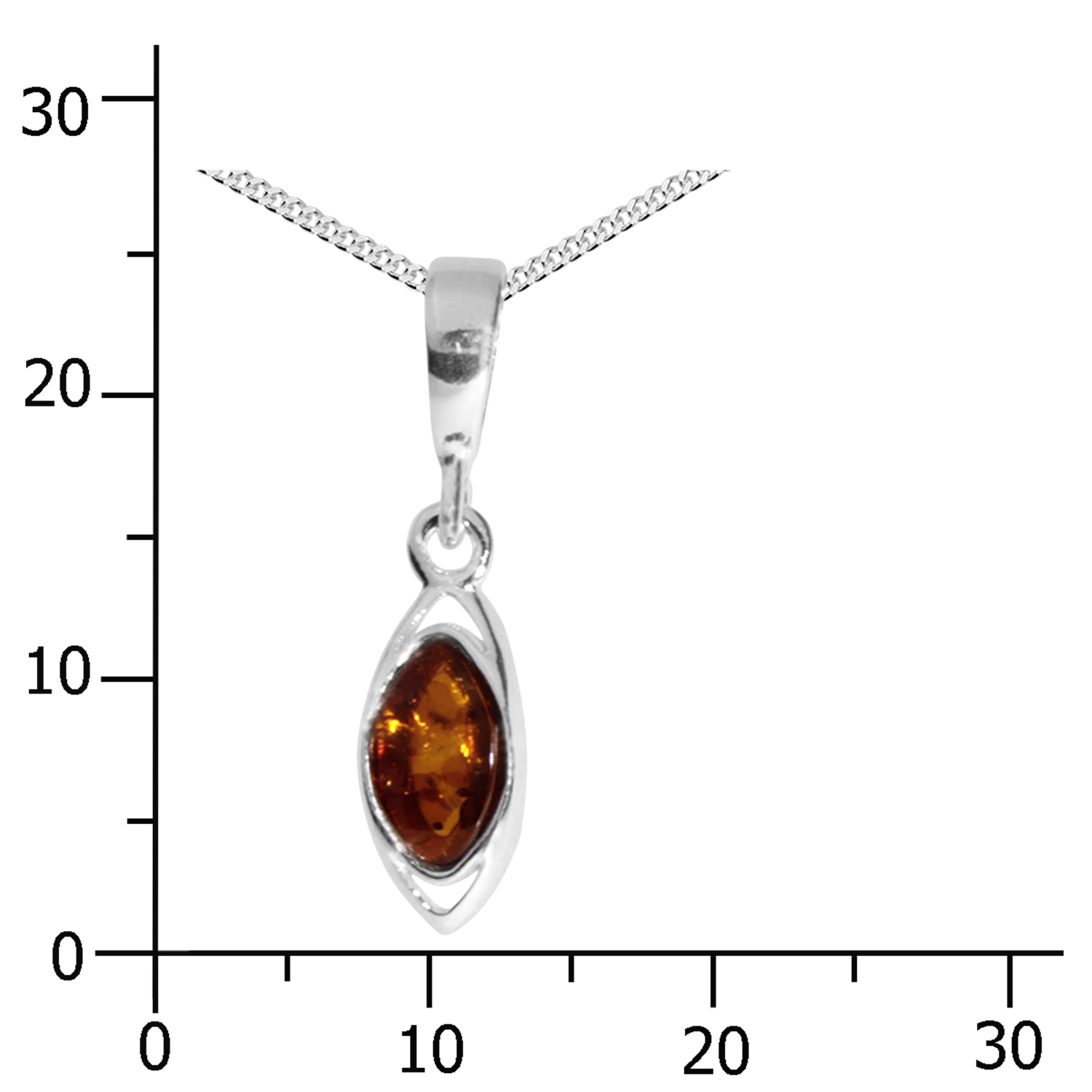 089-200090-A145k Kette mit Anhänger Silber 925/000, Bernstein, 42 oder 45 cm