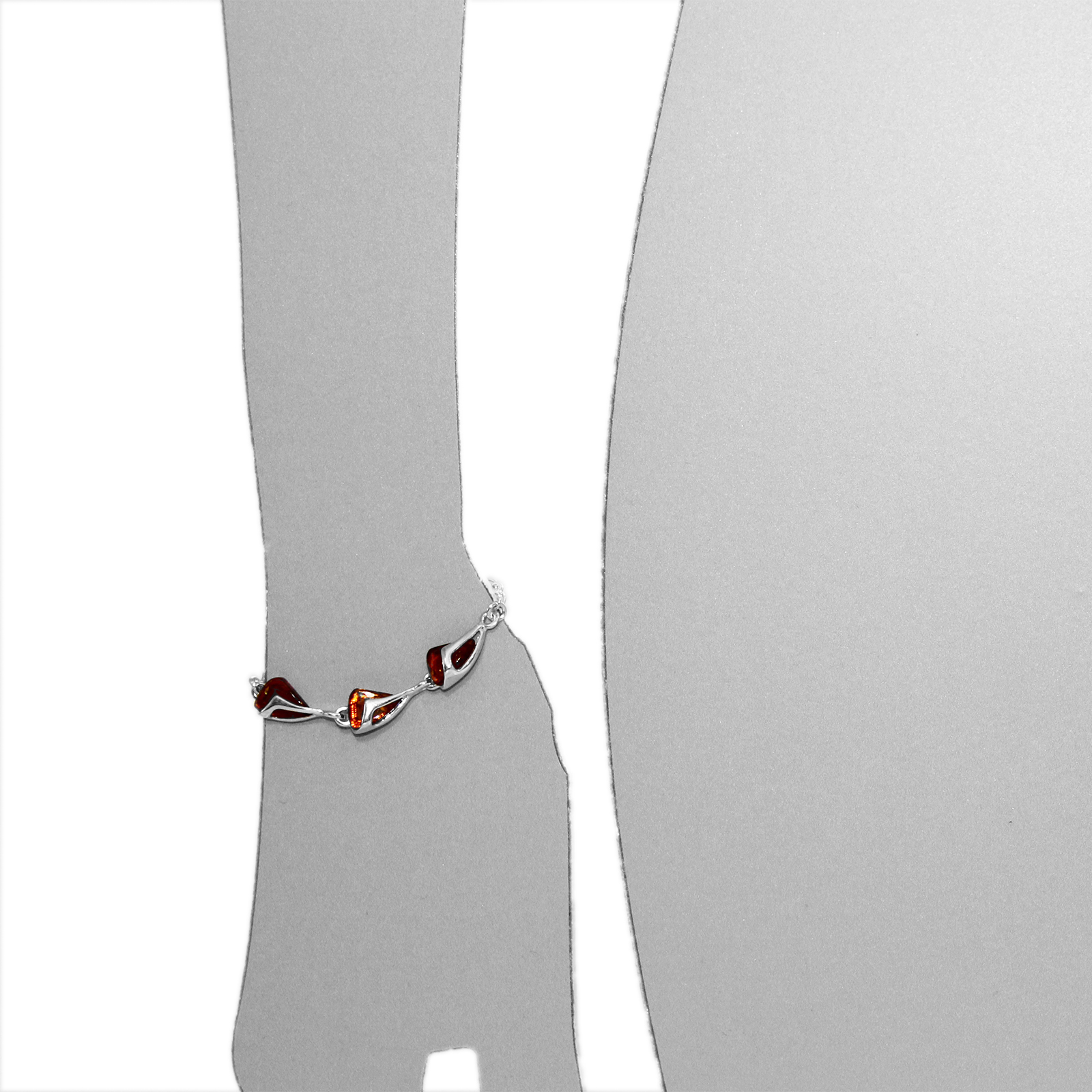 Armband, Silber 925/000, Bernstein, bis 20 cm  Armband, Silber 925/000, Bernstein, bis 20 cm