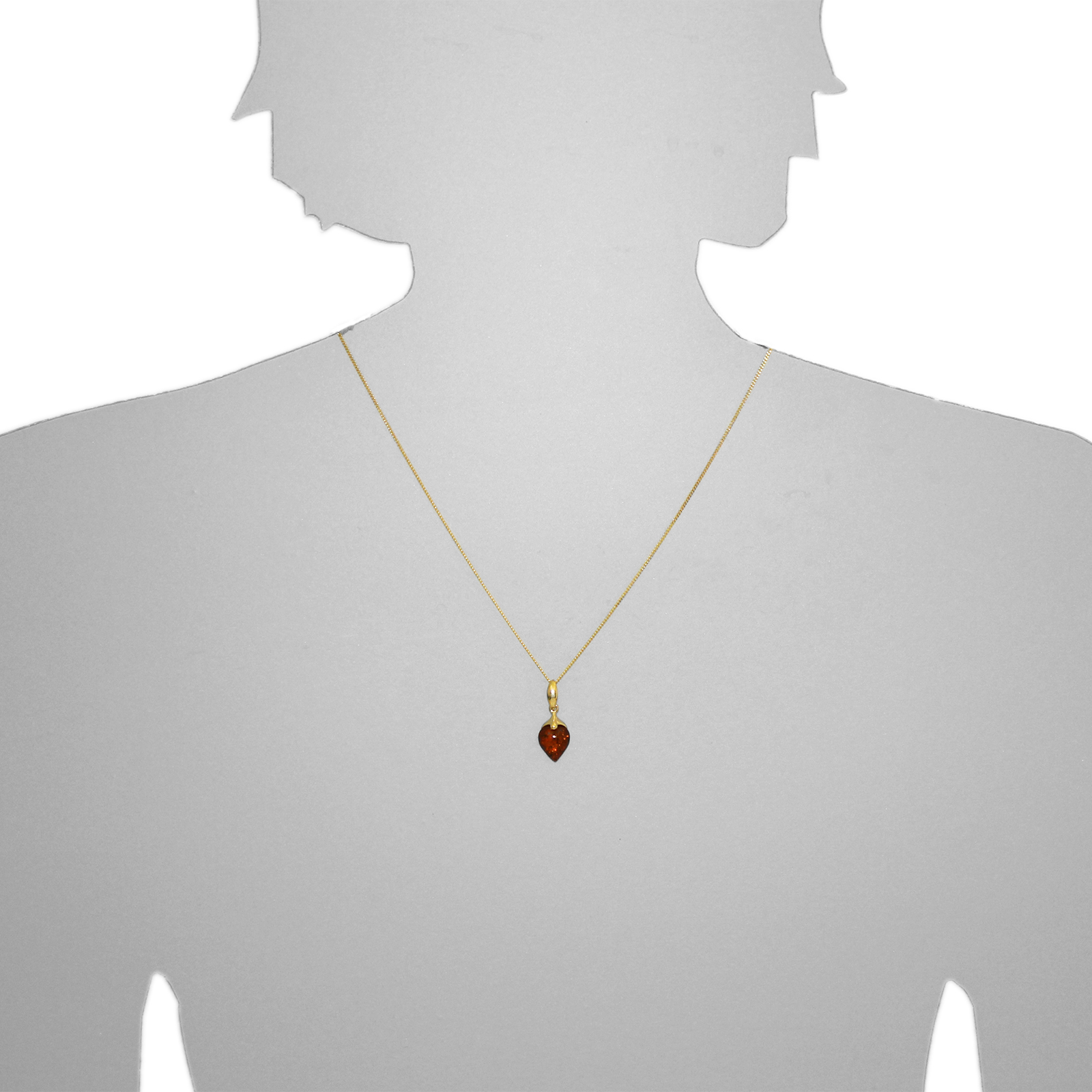 Kette mit Anhänger Gold 375/000,  42 oder 45 cm, Bernstein Kette mit Anhänger Gold 375/000,  42 oder 45 cm, Bernstein