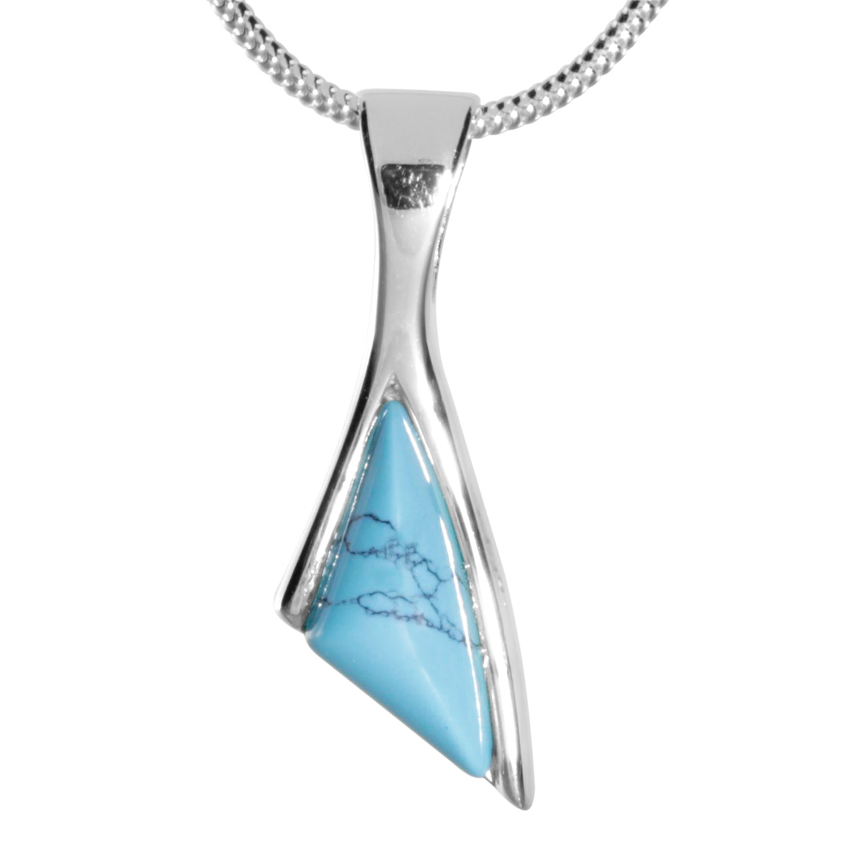 Kette mit Anhänger Silber 925/000, 45 cm, rek. Türkis