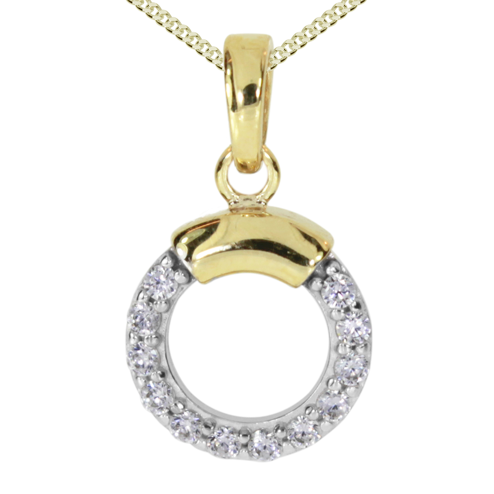 114-100020-A145H3Fn5StVHF97Y Kette mit Anhänger Gold 333/000,  42 oder 45 cm, Zirkonia