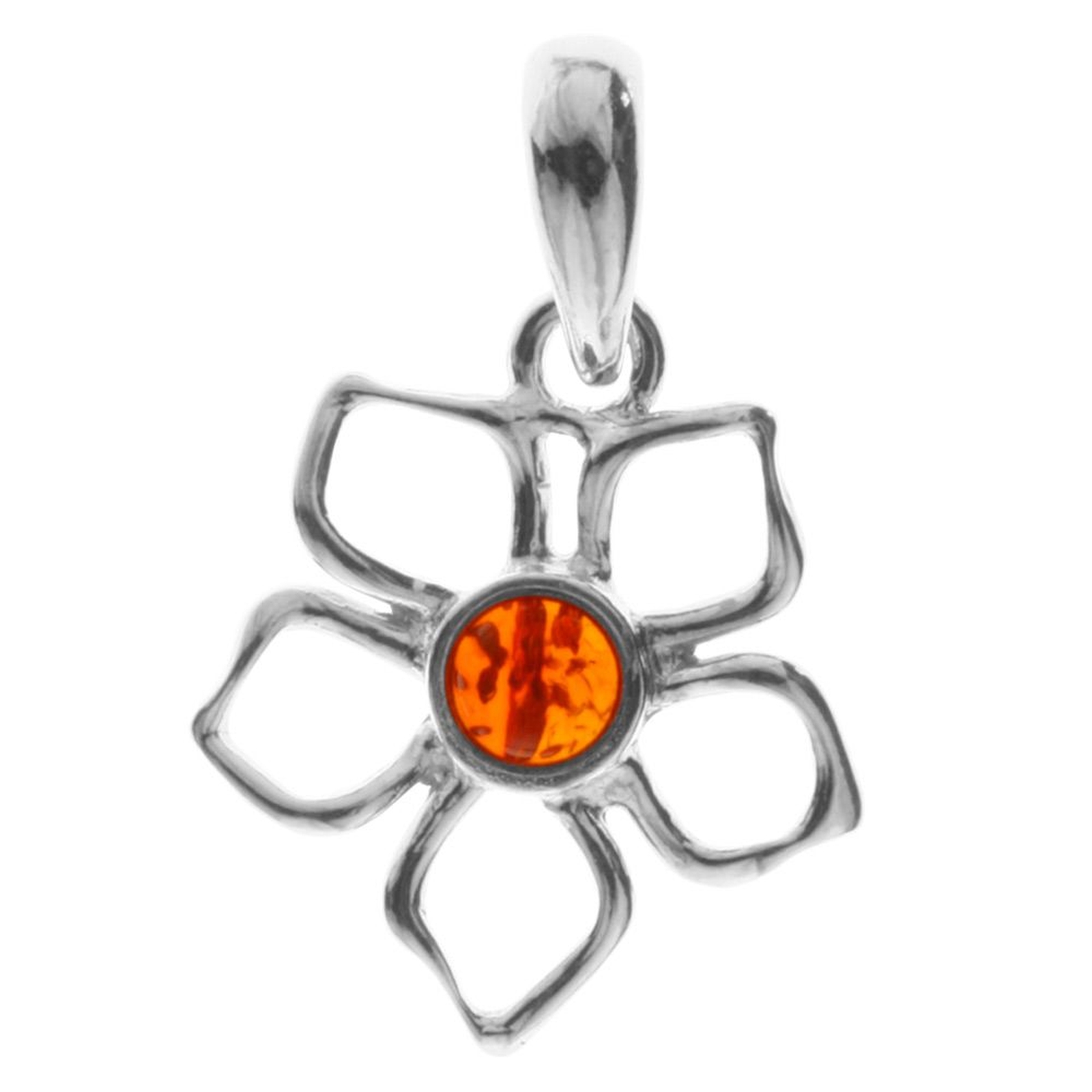 Anhänger Silber 925/000, Blüte, Bernstein
