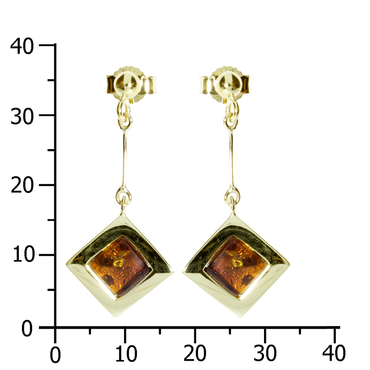 001-163348-0100k Ohrhänger Gold 333/000, Bernstein