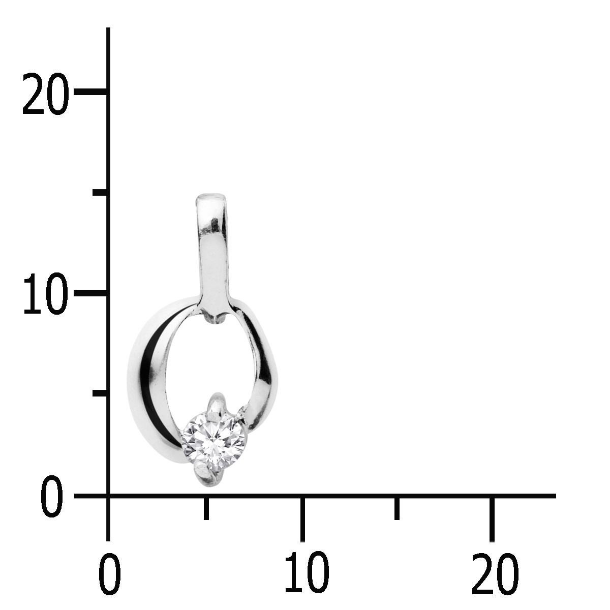 043-201655-0100k Anhänger Silber 925/000, Zirkonia, weiß