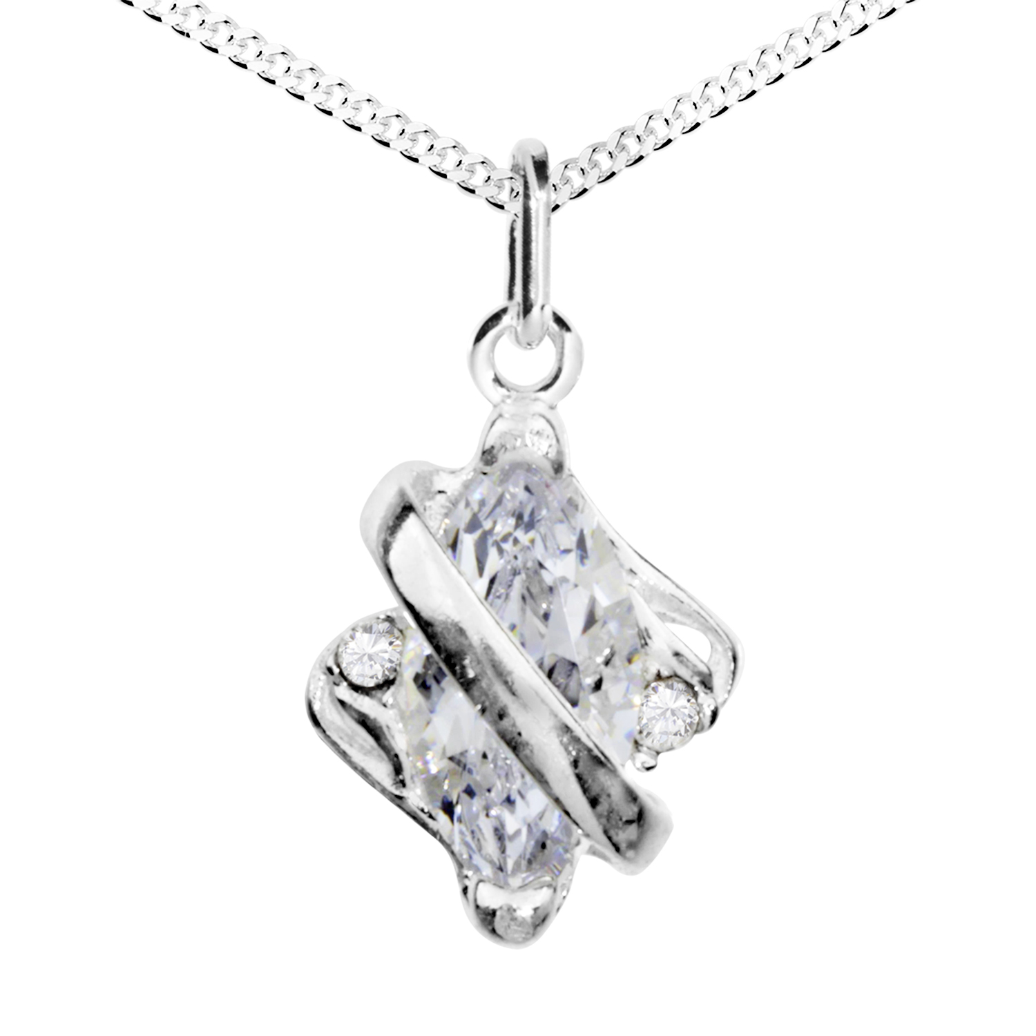 043-201670-A142 Kette mit Anhänger Silber 925/000, Zirkonia, weiß, -Länge wählbar-
