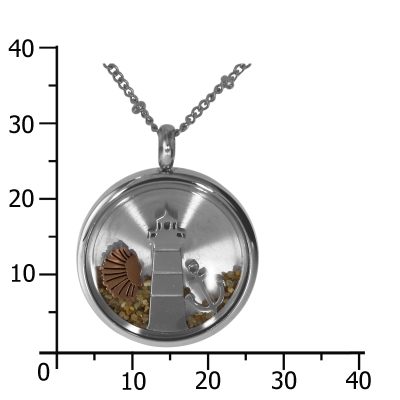 Kette mit Anhänger (23 mm), Edelstahl, 41 - 46 cm verstellbar Kette mit Anhänger (23 mm), Edelstahl, 41 - 46 cm verstellbar