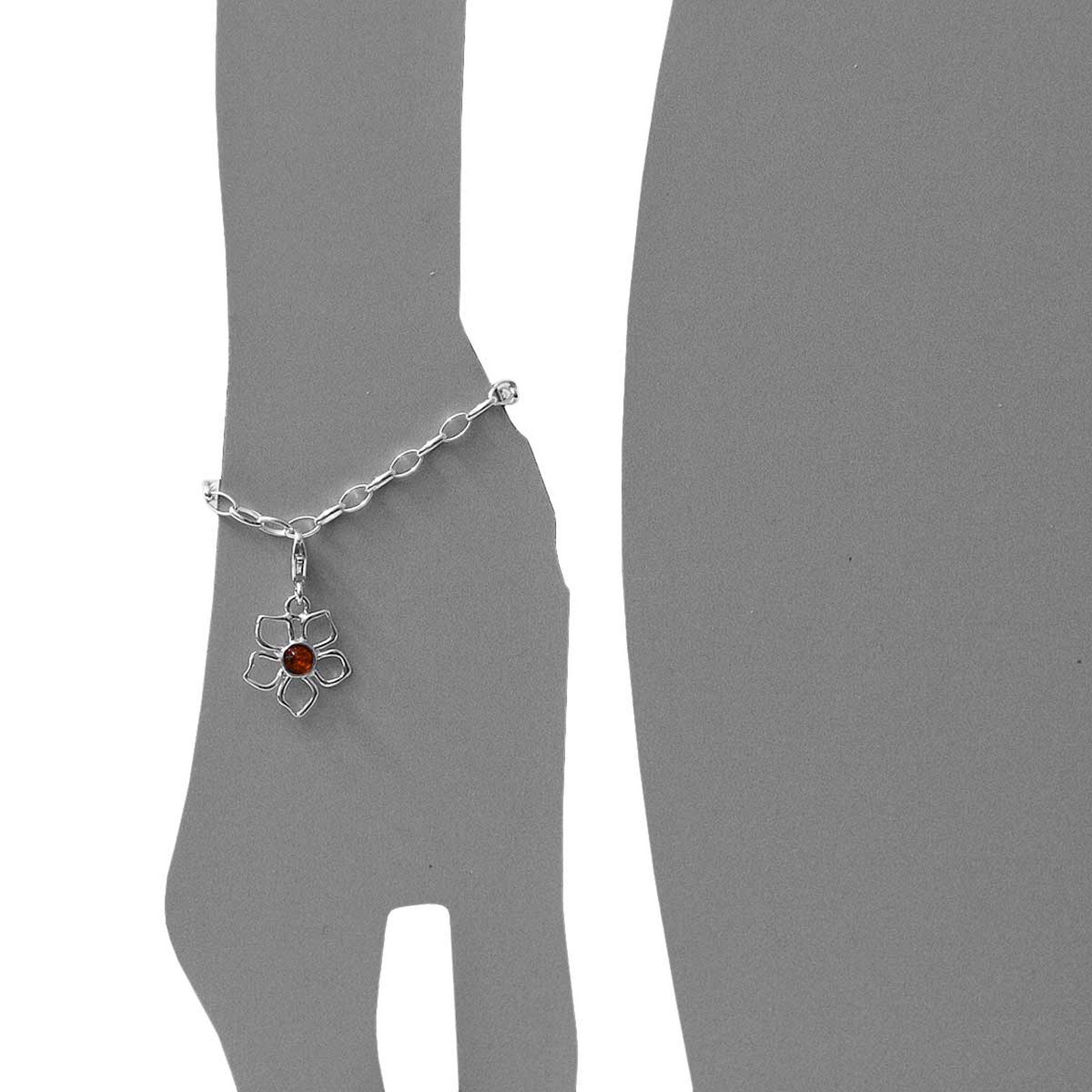 098-200580-0200s Charm Silber 925/000, Blüte, Bernstein