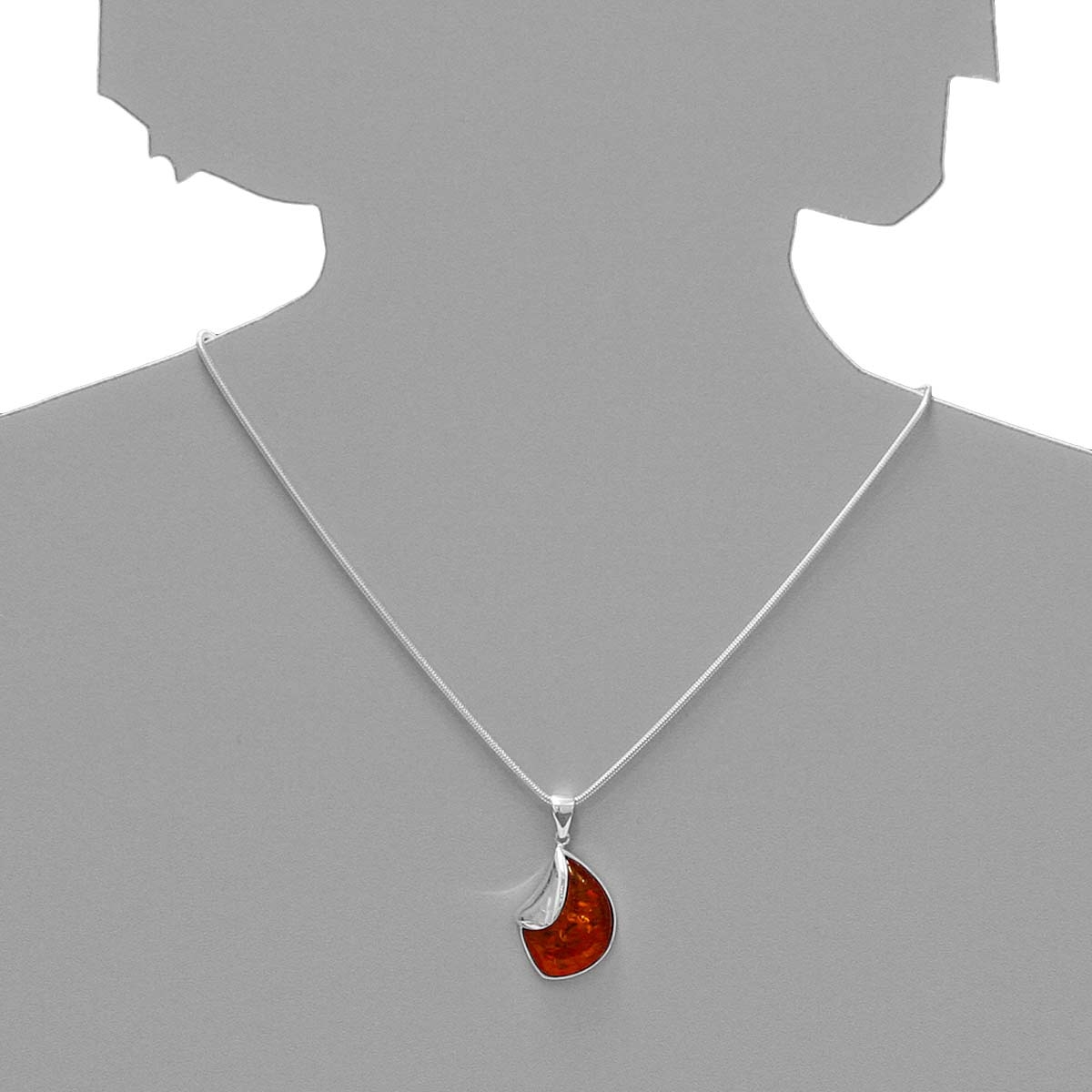 Kette mit Anhänger, Silber 925/000, Bernstein -Länge wählbar-