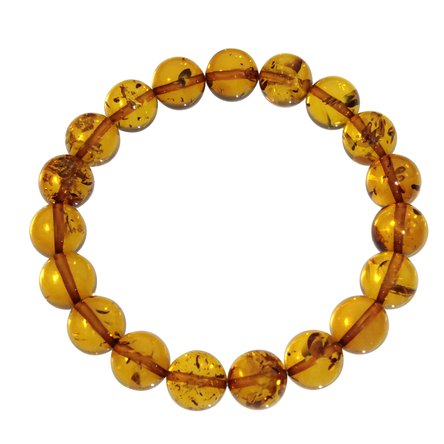 069-98K001-0513 Bernsteinarmband, Kugel 11 mm, 19 cm, Gummizug