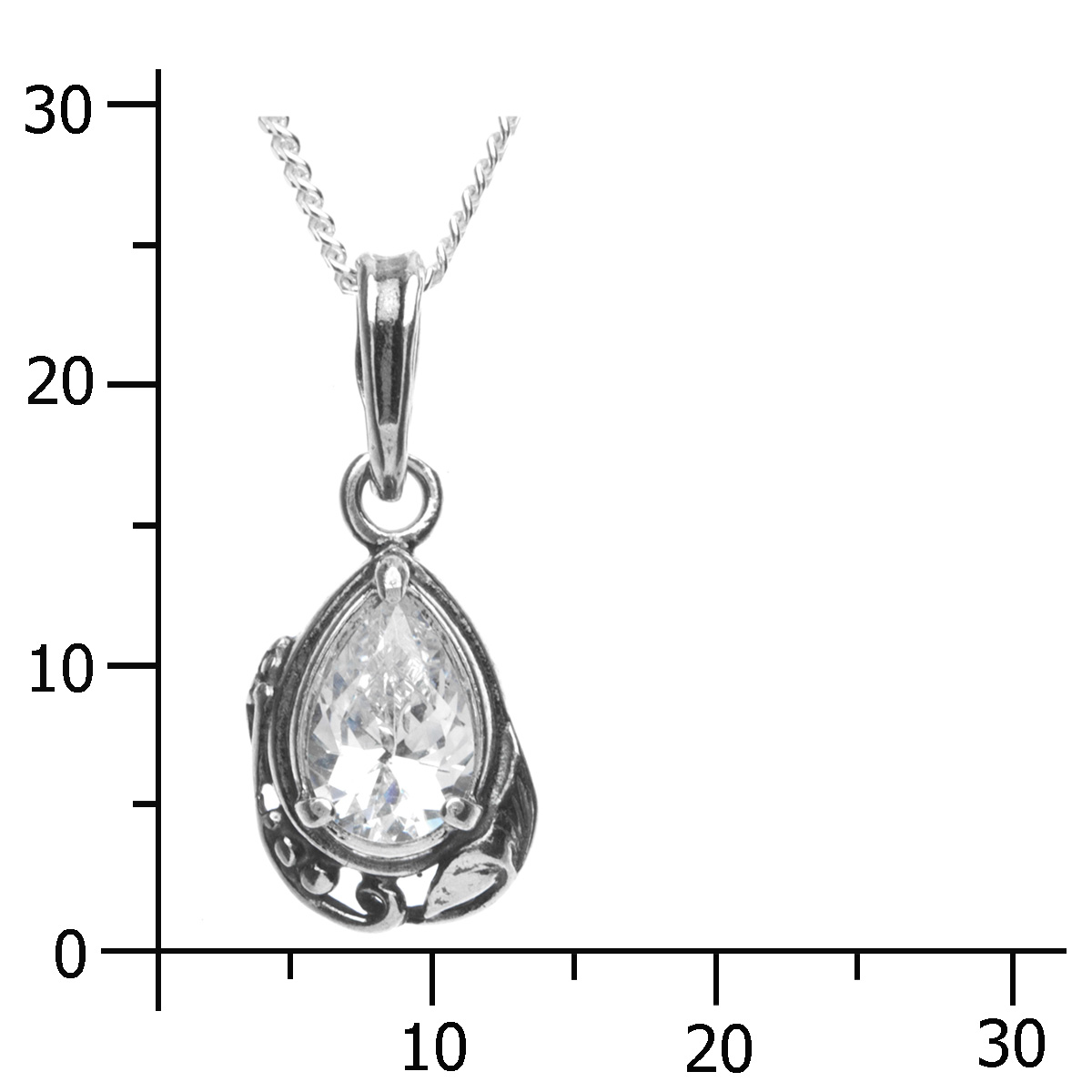 043-201711-A142k Kette mit Anhänger Silber 925/000, Zirkonia, weiß, 42 cm