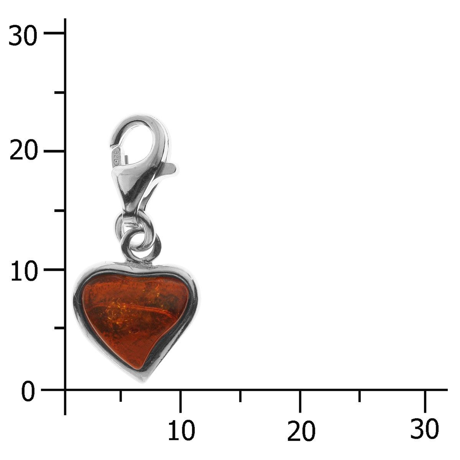 098-200225-0200k Charm Silber 925/000, Herz, Bernstein