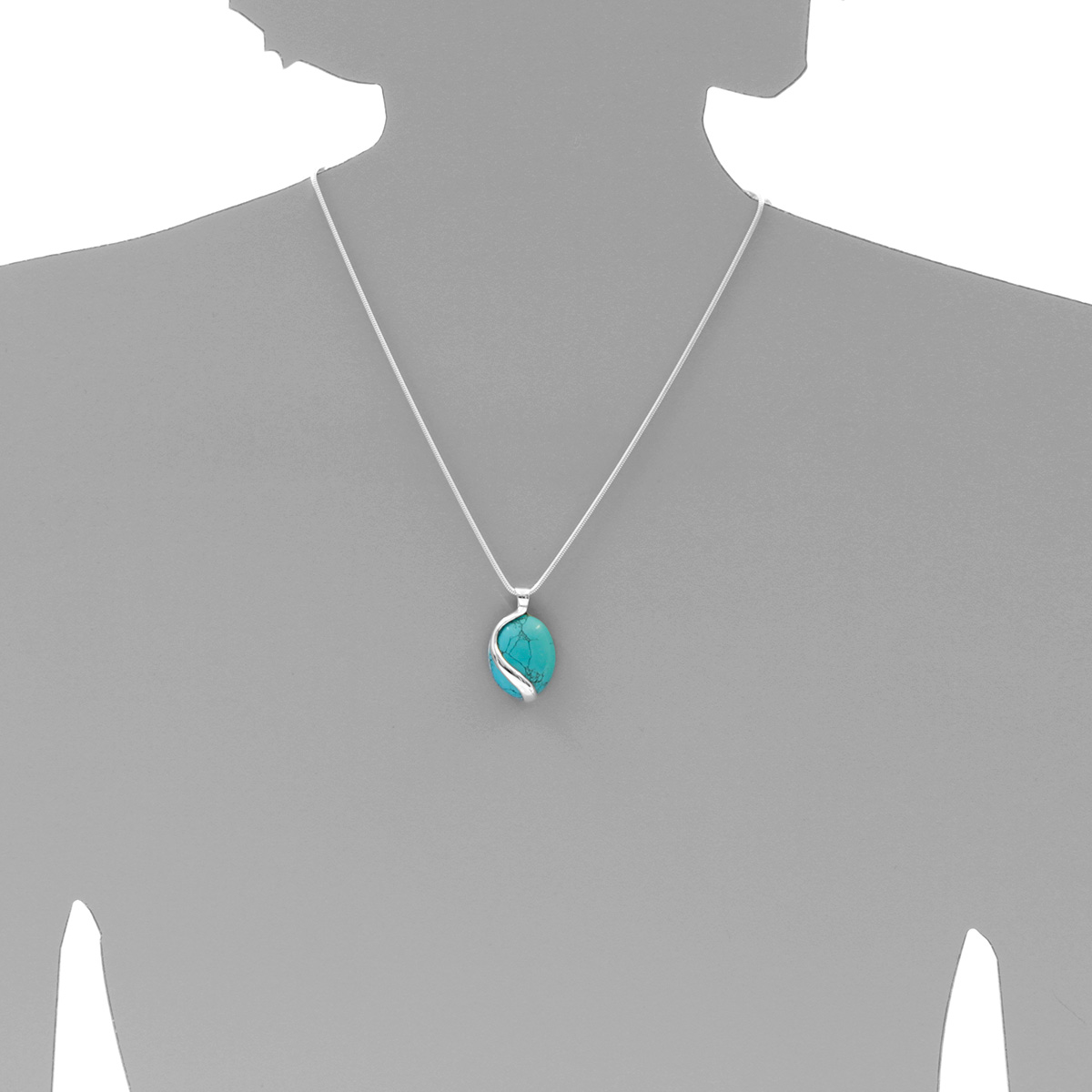 001-203175-A445s Kette mit Anhänger Silber 925/000, 45 cm, rek. Türkis