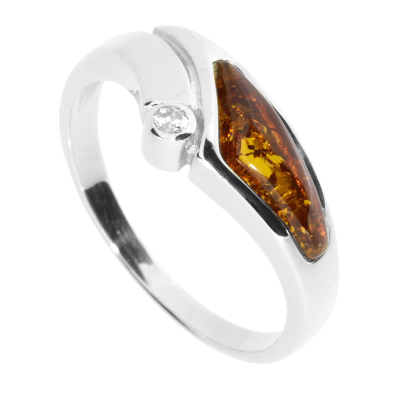 001-273090-00017rWkmFJFdcKsJ Ring Silber 925/000, Bernstein/Zirkonia -Größe wählbar-