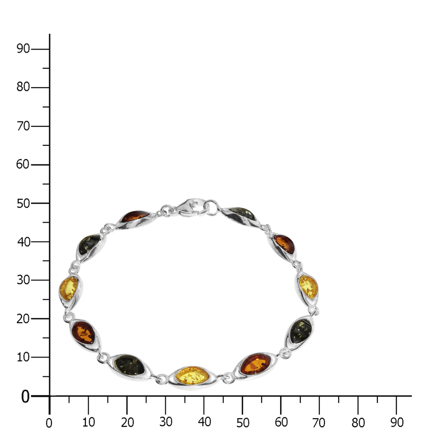 089-210183-0100k Armband, Silber 925/000,  Bernstein