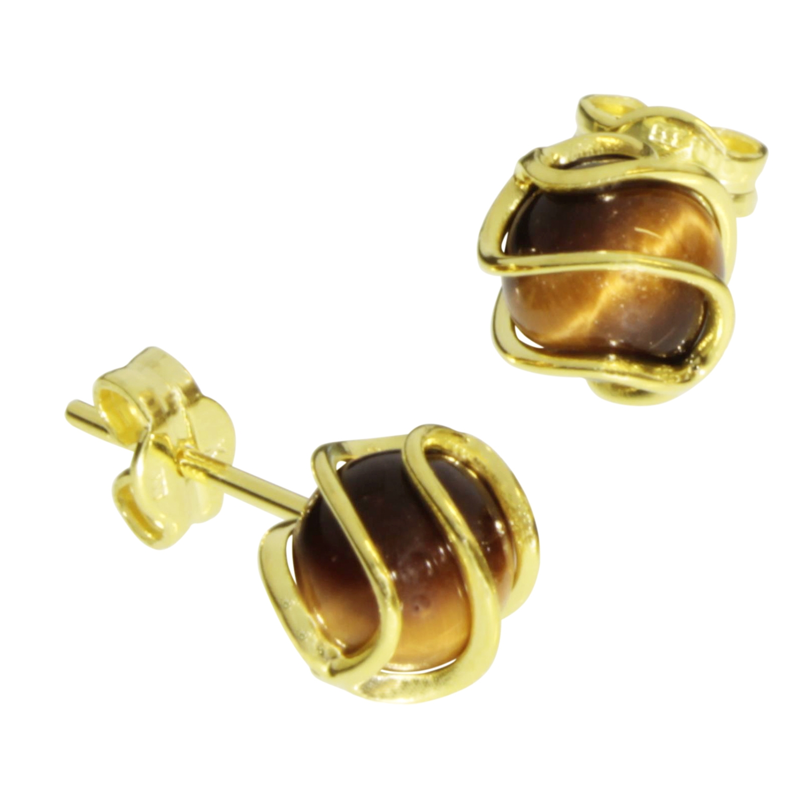 Ohrstecker Gold 333/000, Tigerauge Ohrstecker Gold 333/000, Tigerauge