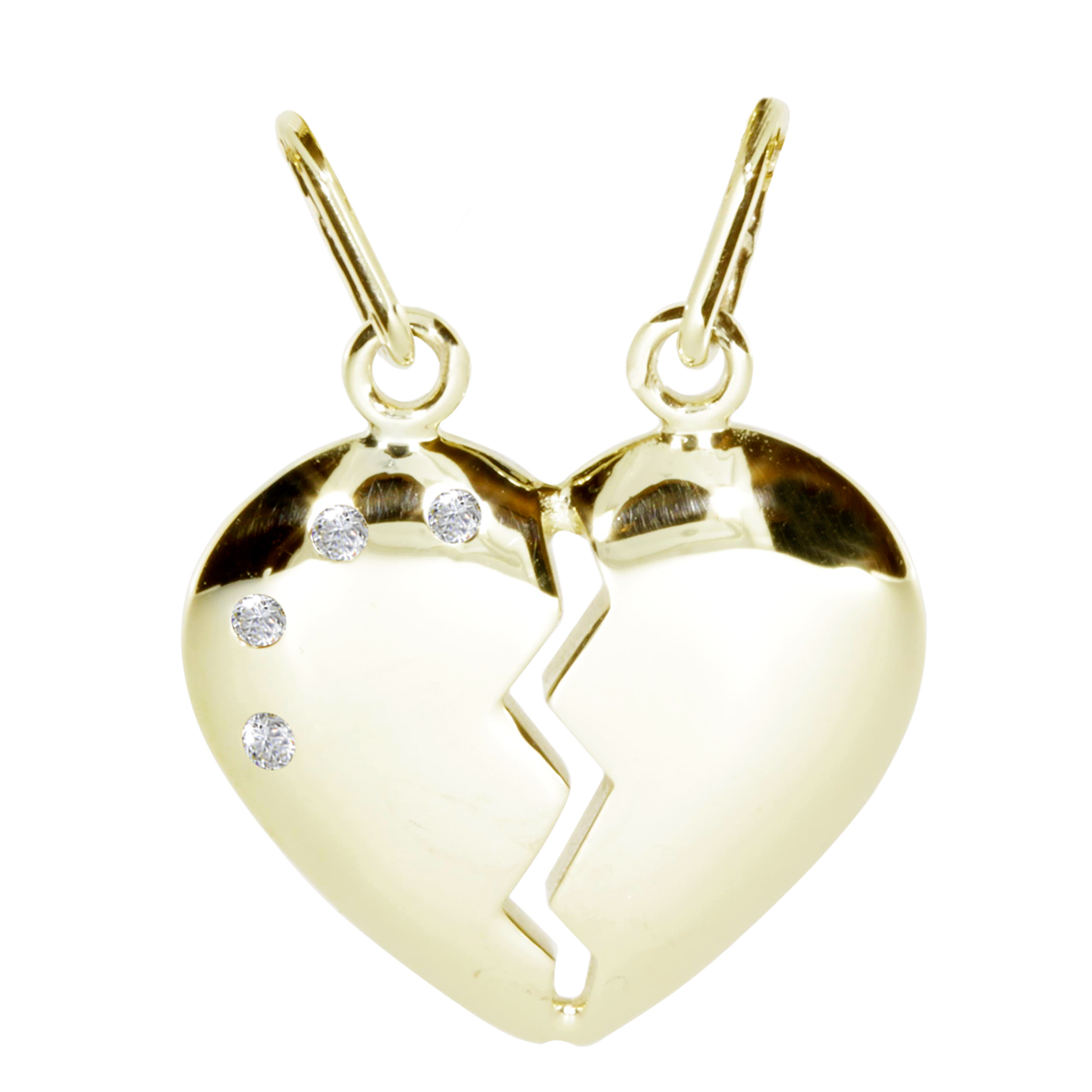 001-100572-0001 Herzanhänger Gold 333/000 mit Zirkonia 2-teilig