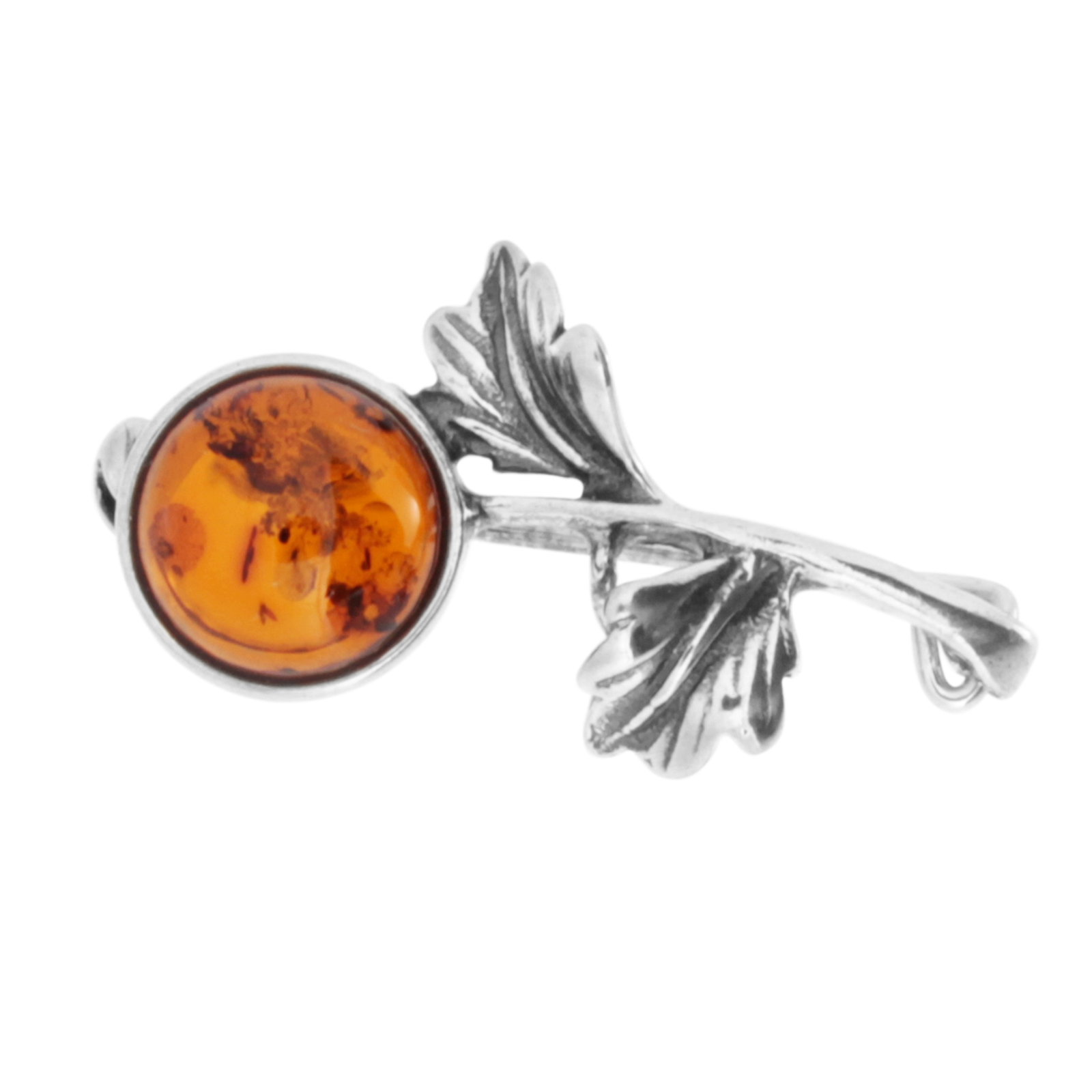 Brosche "Blume" Silber 925/000, Bernstein  Brosche "Blume" Silber 925/000, Bernstein