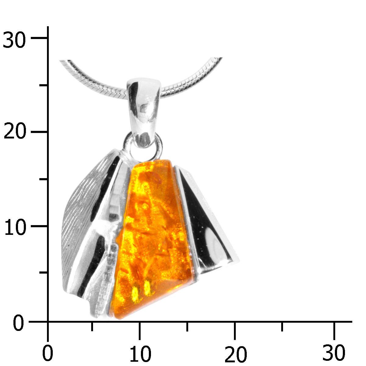 001-203564-2145k Kette mit Anhänger Silber 925/000, 42 oder 45 cm, Bernstein