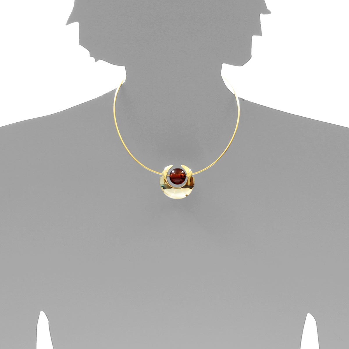 001-203555-2200s Collier Silber vergoldet 925/000, 42 oder 45 cm, Bernstein