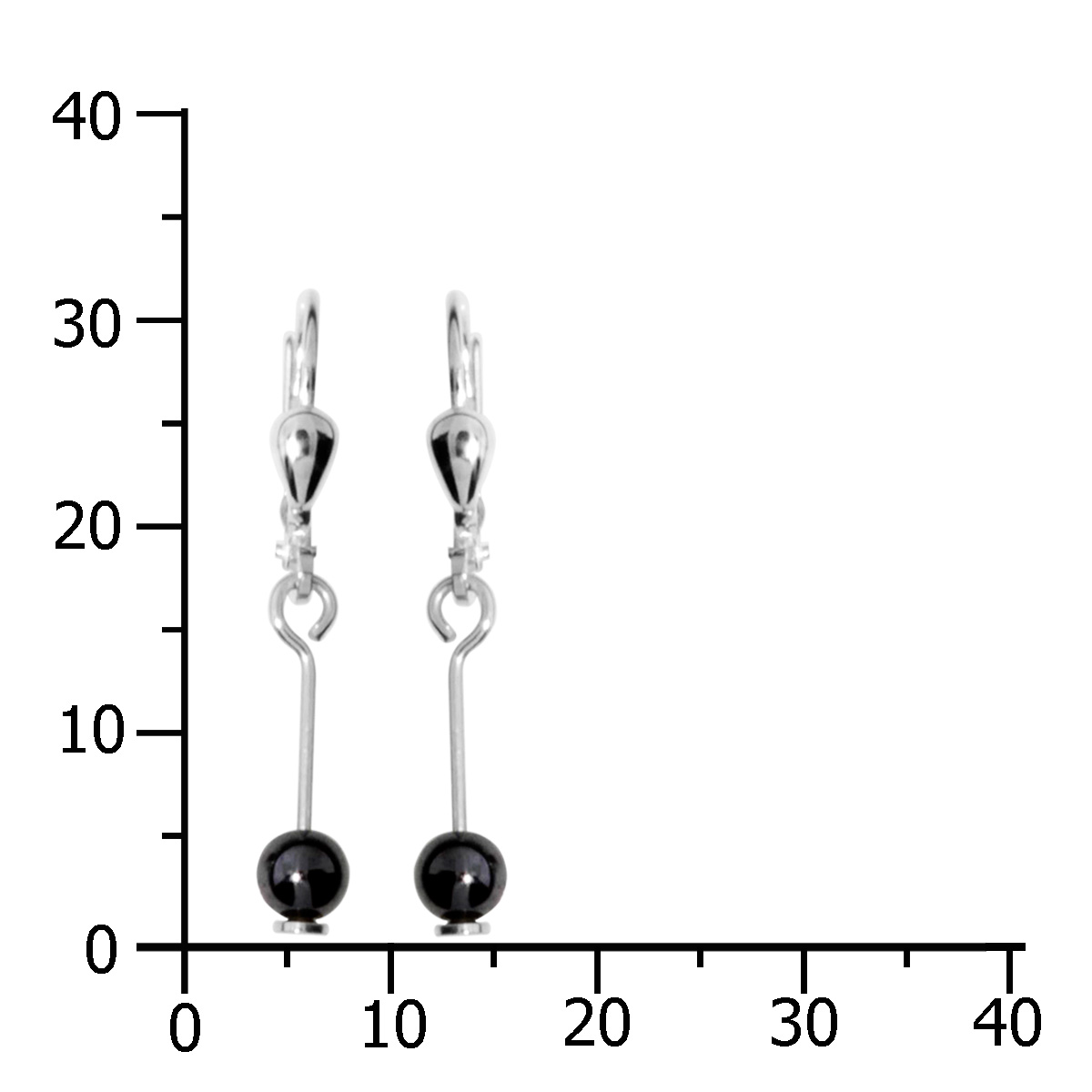 001-263400-0401k Ohrhänger Silber 925/000, Hämatit, 4 mm