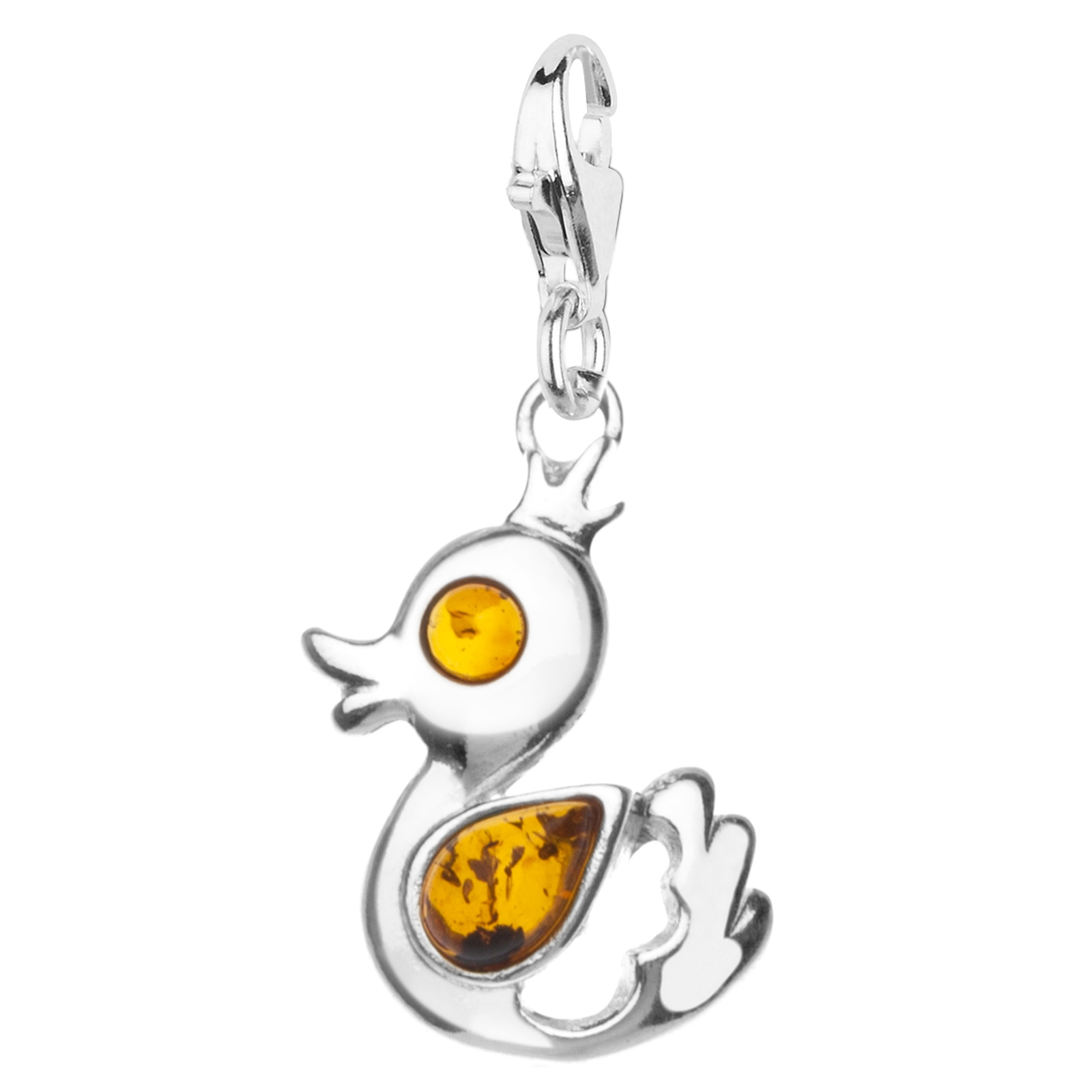 098-200130-0200 Charm Silber 925/000, Ente, Bernstein