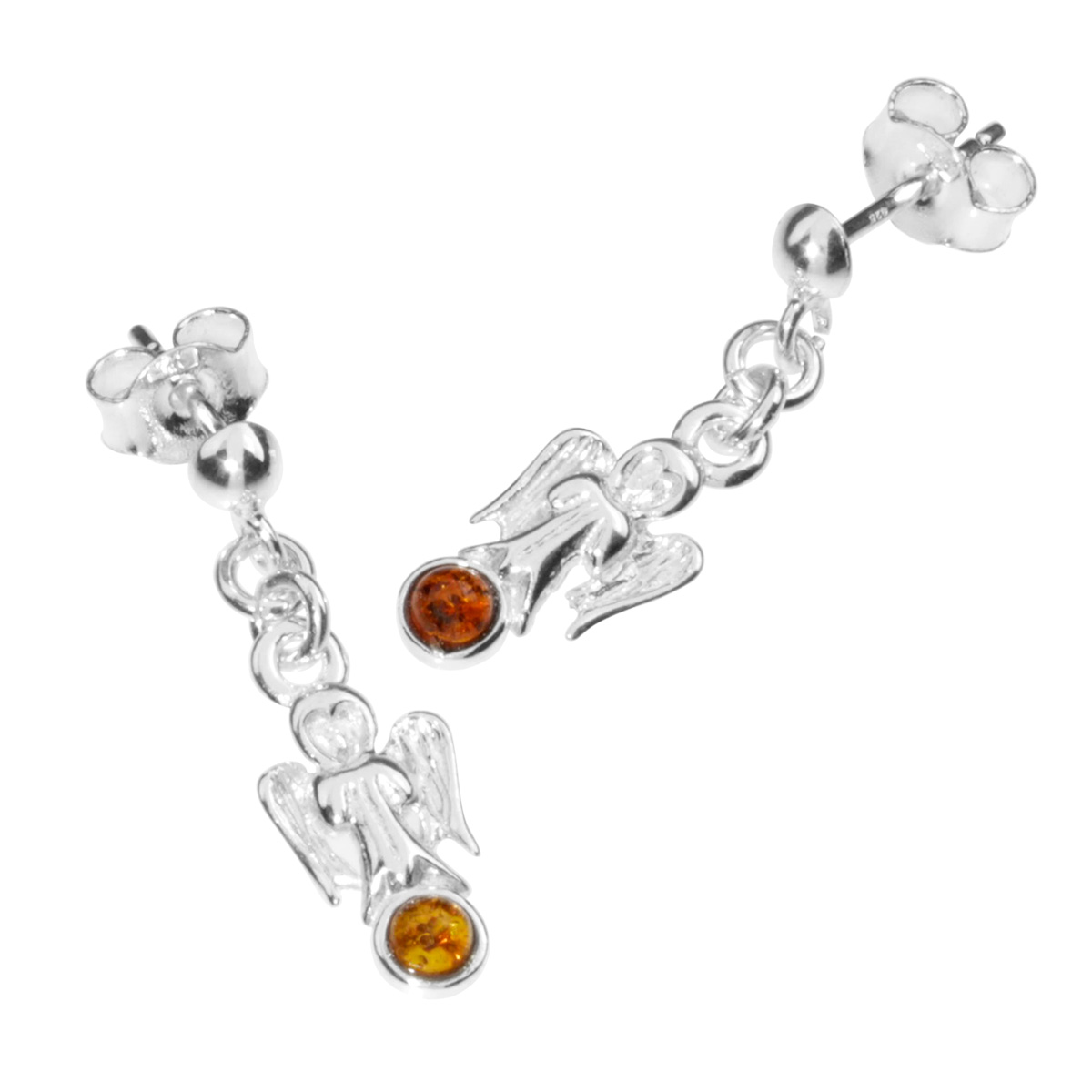 Ohrhänger Silber 925/000, Engel, Bernstein
