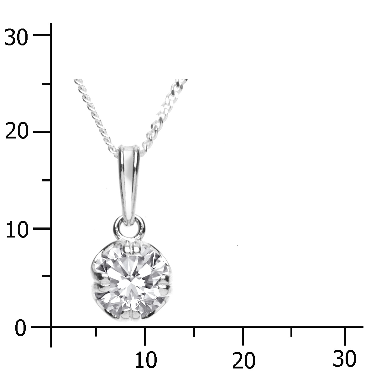 043-201705-A142k Kette mit Anhänger Silber 925/000, Zirkonia, weiß, -Länge wählbar-