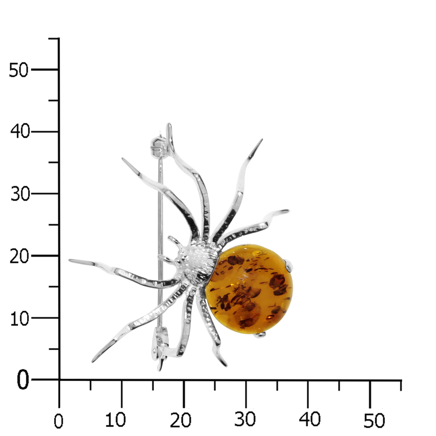 001-233041-0100k Brosche Silber 925/000, Spinne, Bernstein