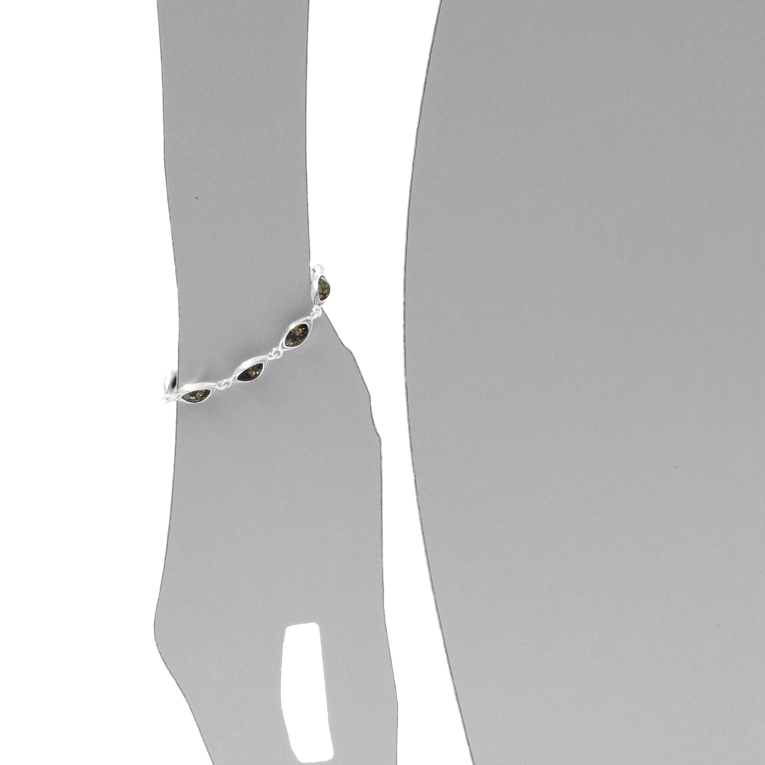 089-210184-0100s Armband, Silber 925/000,  Bernstein grün
