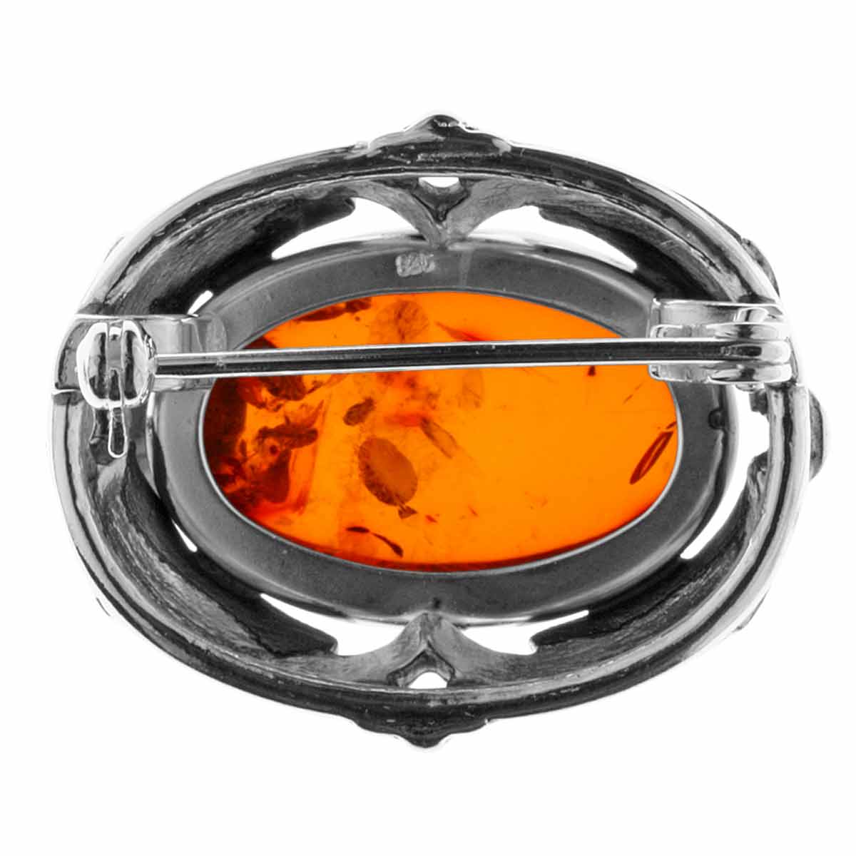 4250054222293-PT02 Brosche Fischland Silber 925/000, oxyd., Bernstein