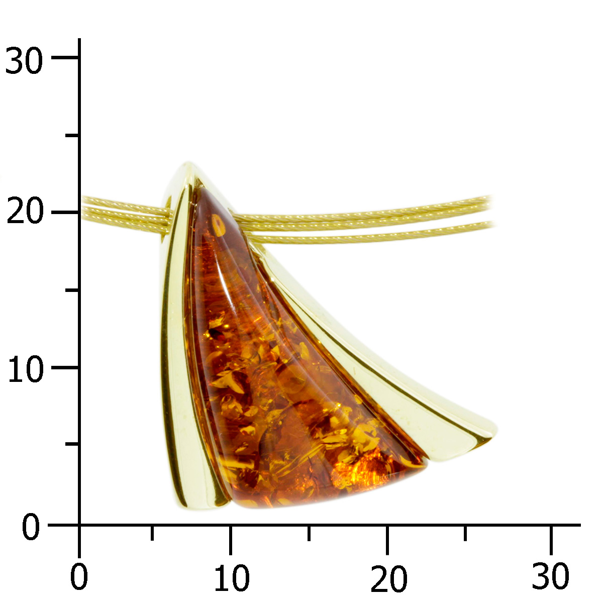 001-103414-A142k Nyloncollier mit Anhänger, Gold 333/000, 42 cm, Bernstein
