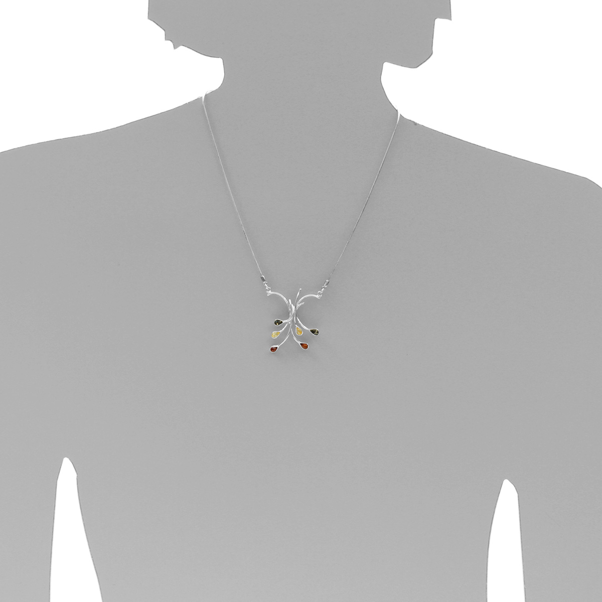 098-295246-0440s Collier Silber 925/000, 44 cm, Bernstein