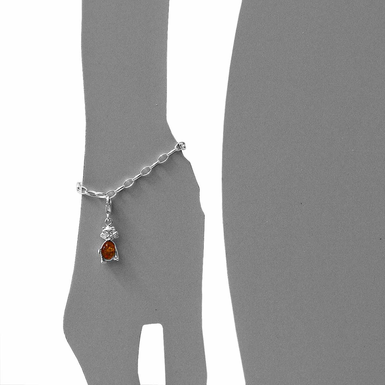 098-200120-0200s Charm Silber 925/000, Katze, Bernstein
