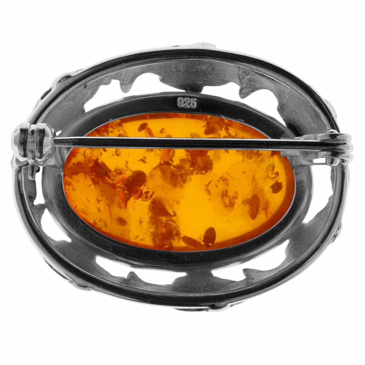 4250054222408-PT02 Brosche Fischland Silber 925/000, oxyd., Bernstein