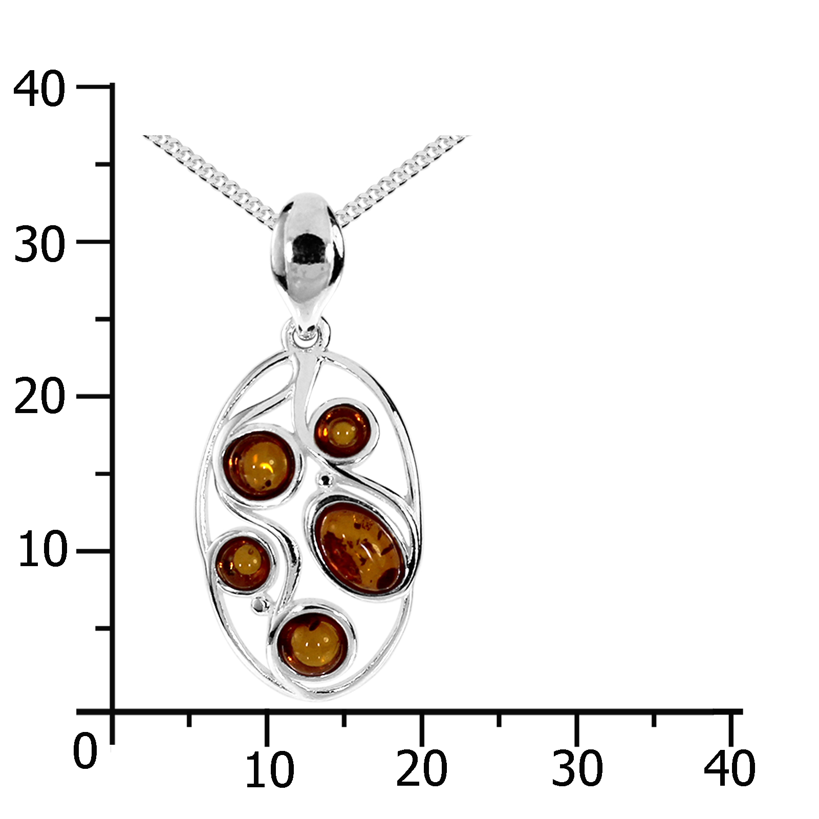 Kette mit Anhänger Silber 925/000, Bernstein -Länge wählbar- Kette mit Anhänger Silber 925/000, Bernstein -Länge wählbar-