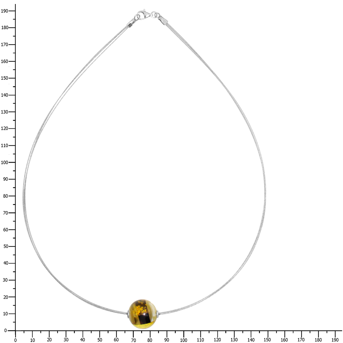 001-403116-A445k Edelstahlcollier 3/45 cm, Silber 925/000, Kugel 16 mm, Bernsteinmosaik