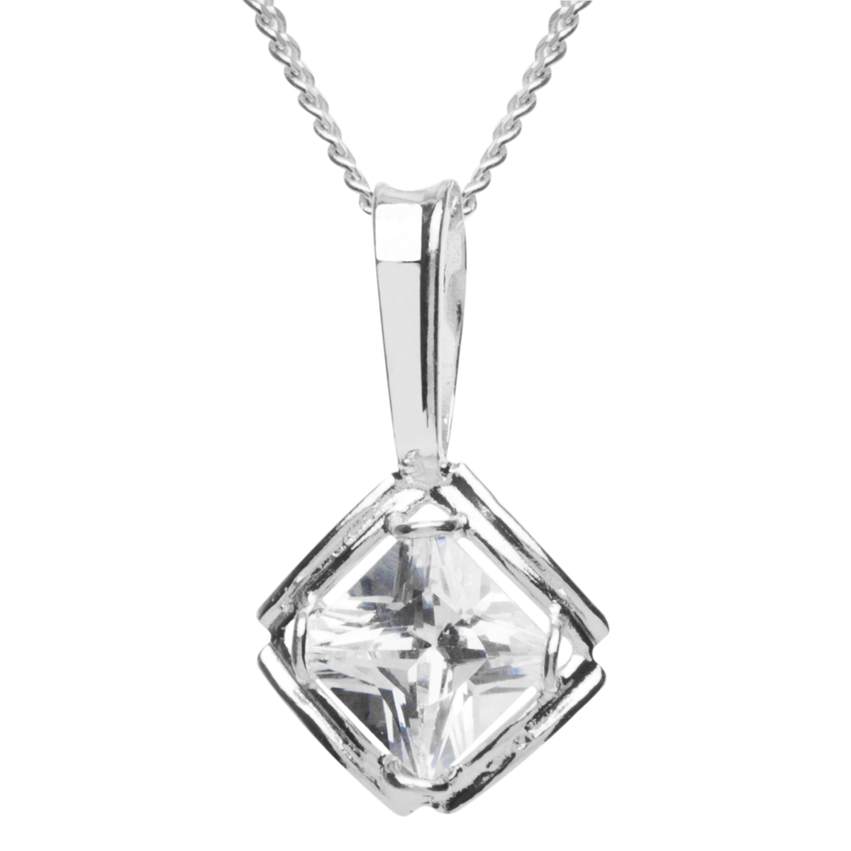 043-201642-A142 Kette mit Anhänger Silber 925/000, Zirkonia, weiß, 42 cm