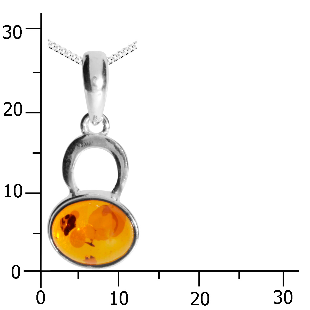 098-201460-A142k Kette mit Anhänger Silber 925/000, 42 oder 45 cm, Bernstein