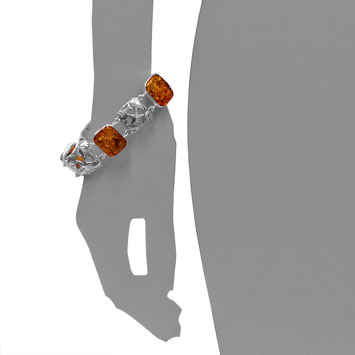 4250054222392-PT05 Armband Fischland, Silber 925/000, oxyd., Bernstein