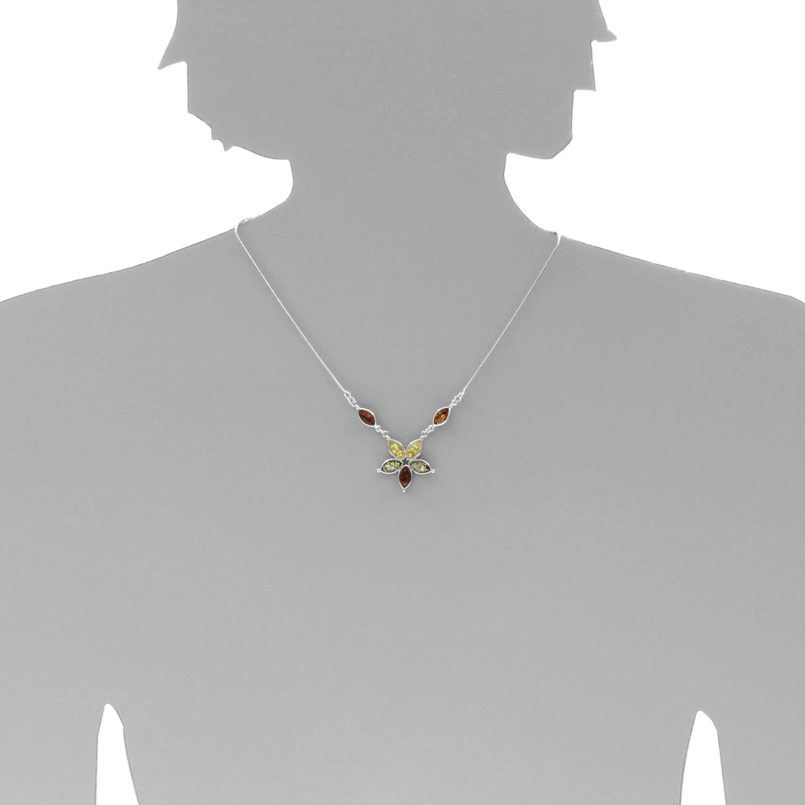 Collier Silber 925/000, 42 cm, Bernstein  Collier Silber 925/000, 42 cm, Bernstein