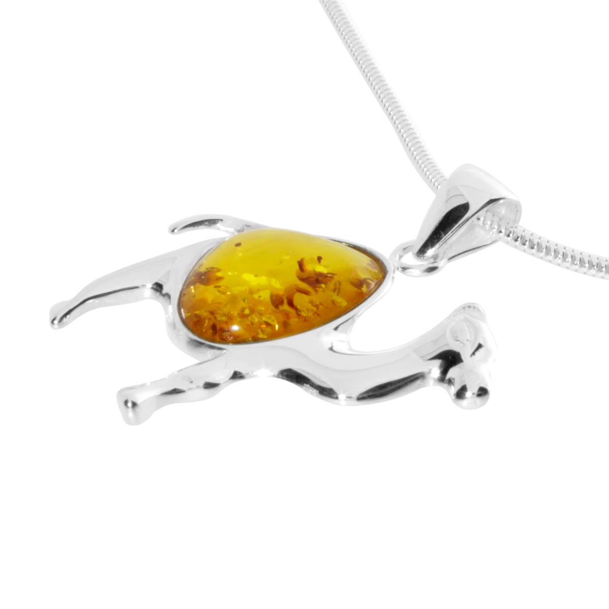 001-203545-A1451 Kette mit Anhänger, Kamel, Silber 925/000, 45 cm, Bernstein