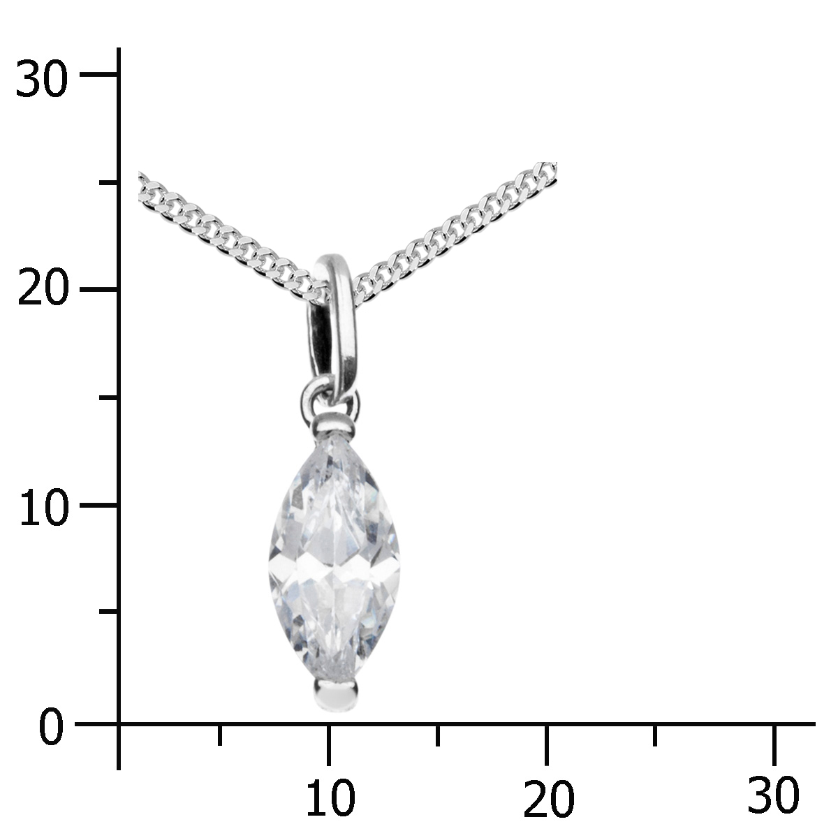 043-201674-A142k Kette mit Anhänger Silber 925/000, Zirkonia, weiß, 42 cm