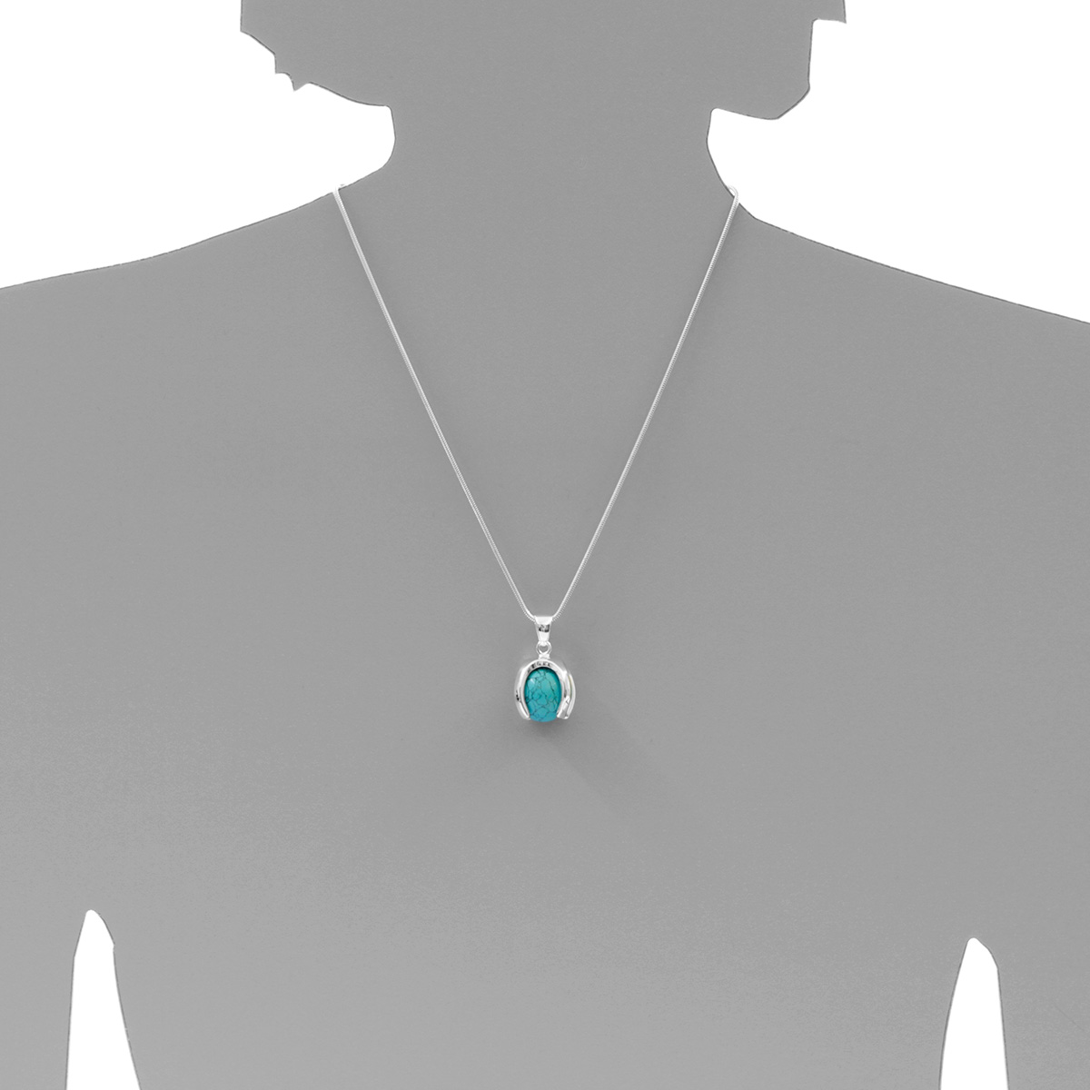 001-203601-A345s Kette mit Anhänger Silber 925/000, 45 cm, rek. Türkis